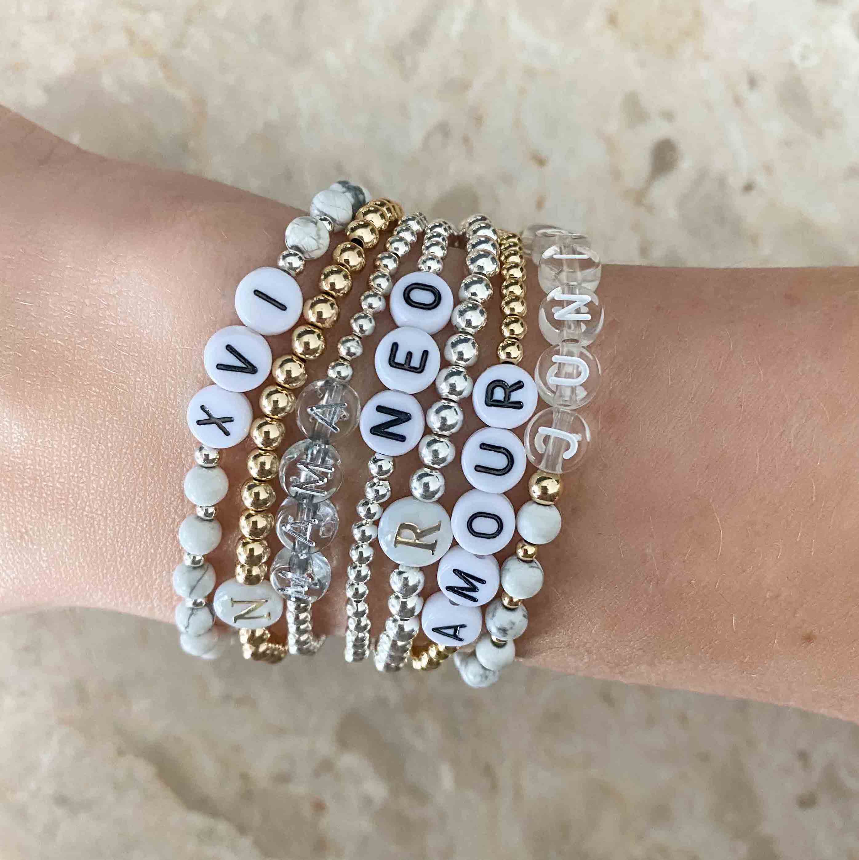 Personalised bracelets Silver Gold with text custom made