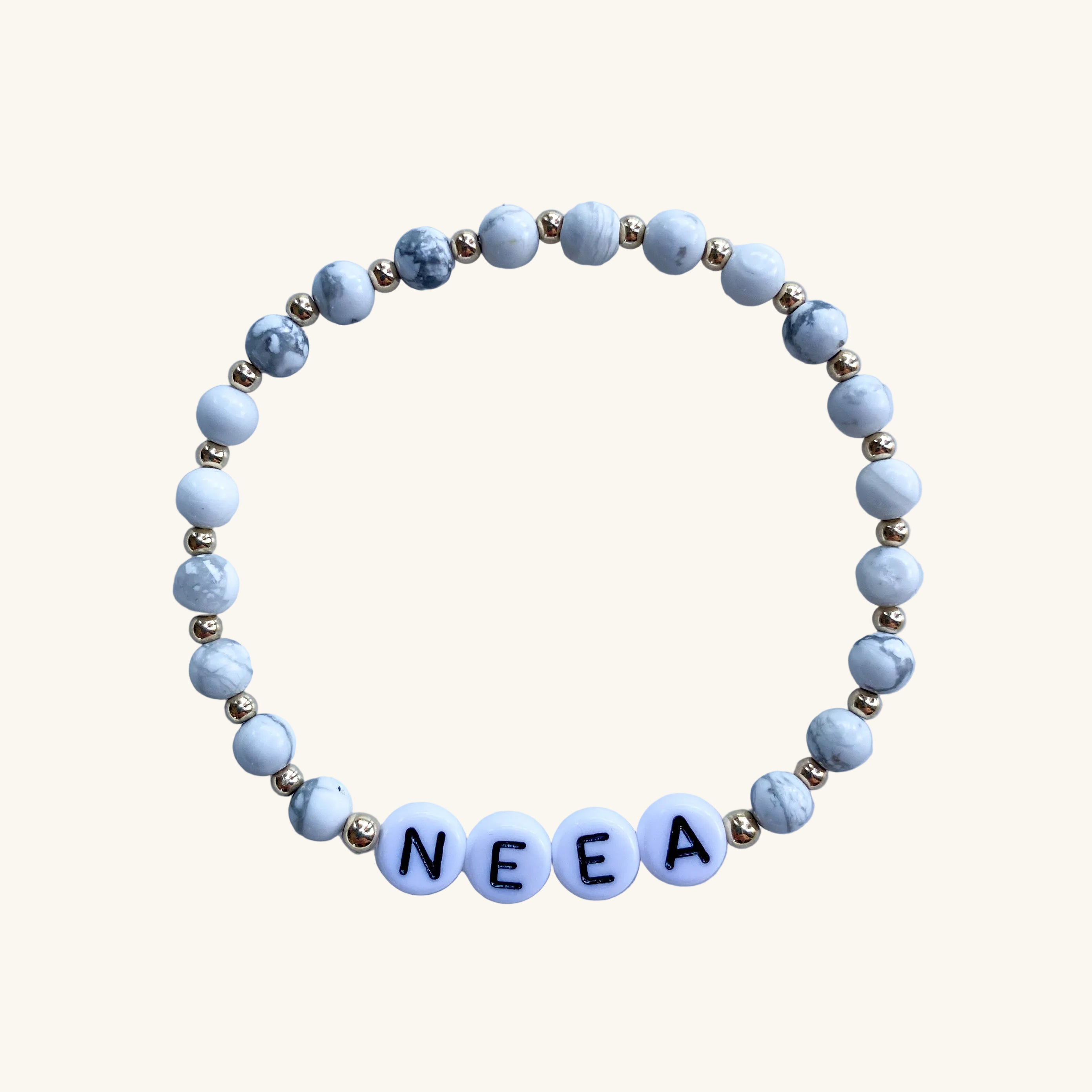 Ania gold-filled personalised howlite bracelet flat lay – Omasi Collection Finland