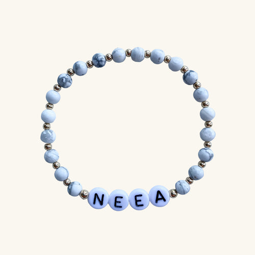 Ania gold-filled personalised howlite bracelet flat lay – Omasi Collection Finland