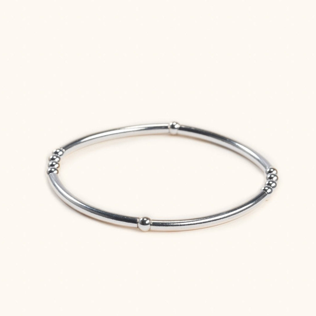 Selene silver bracelet flat lay – Omasi Collection