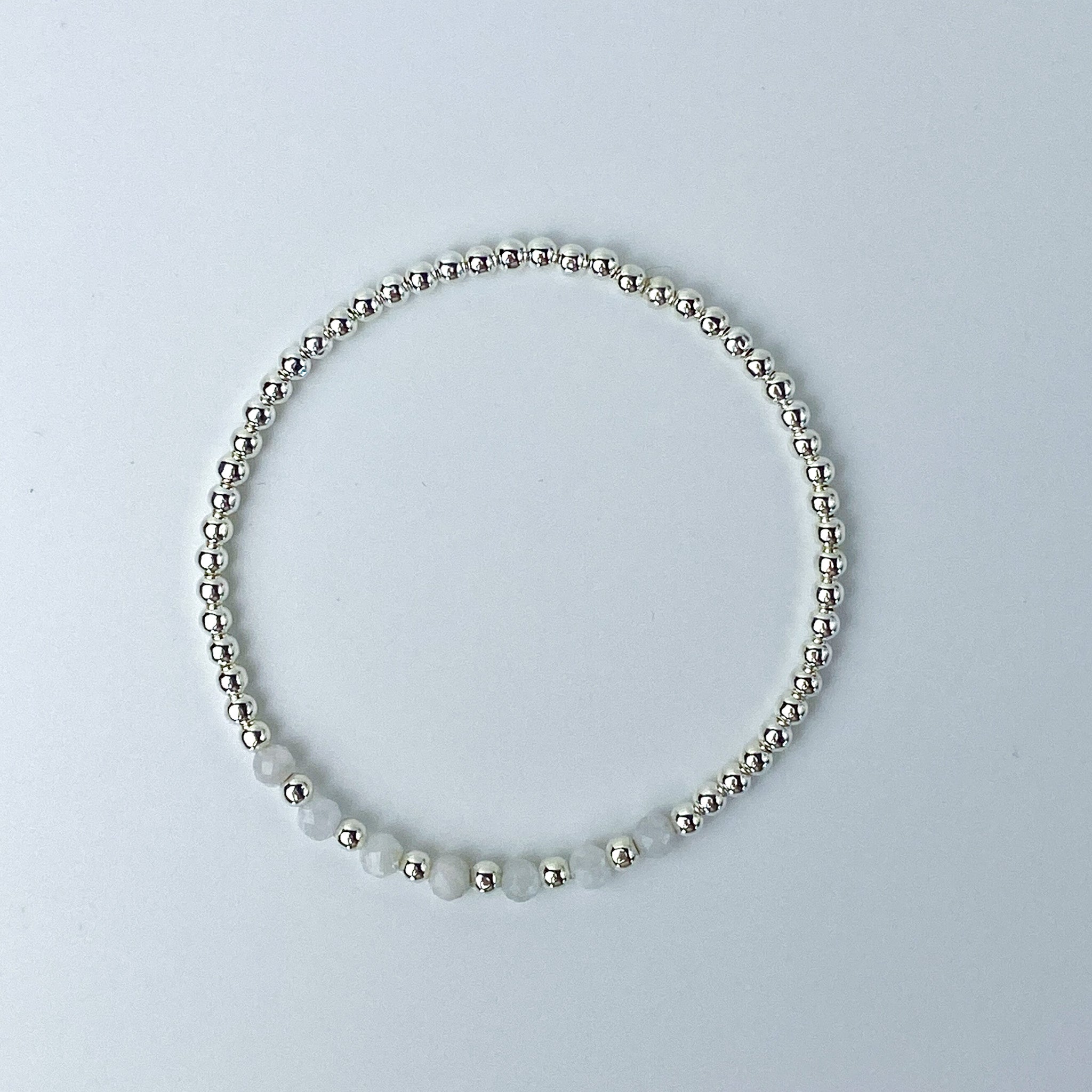 Sirena silver moonstone bracelet flat lay – Omasi Collection Finland