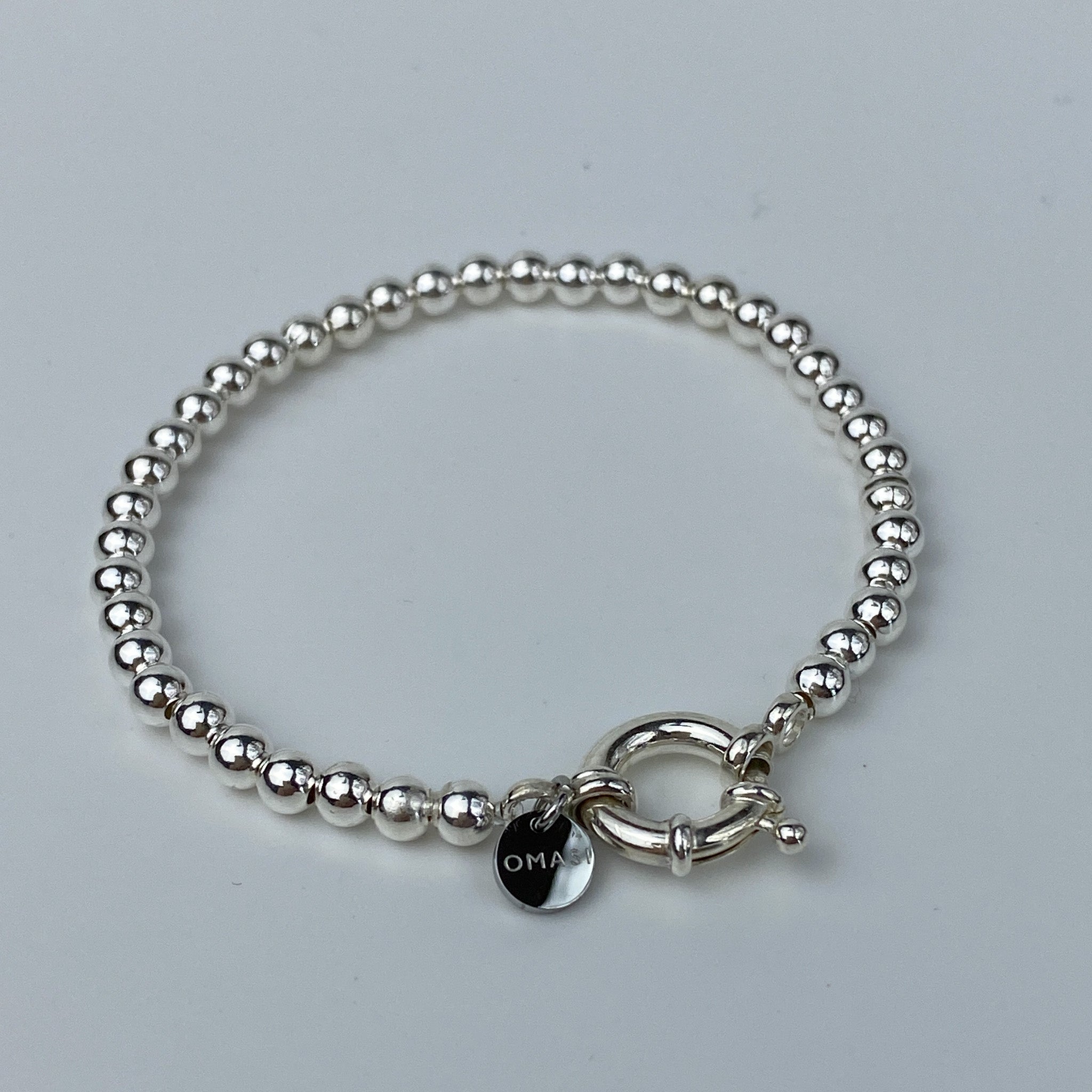 Solme bracelet close-up bead detail silver – Omasi Collection Finland