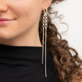 Vela Belcher chain drop earring on model – handmade statement jewellery Finland