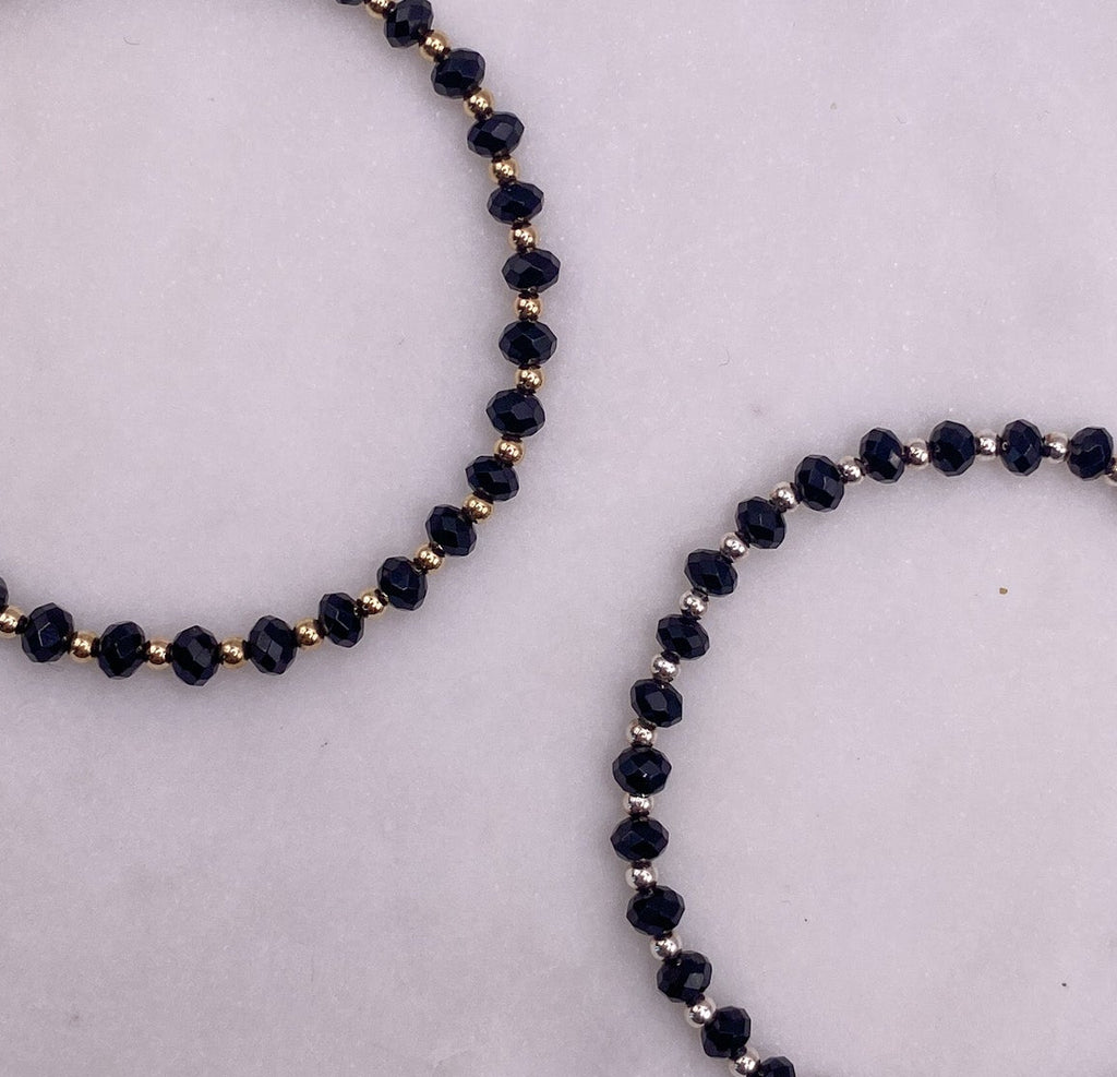 Verve sterling silver gold black jade bracelets flat lay – Omasi Collection Finland